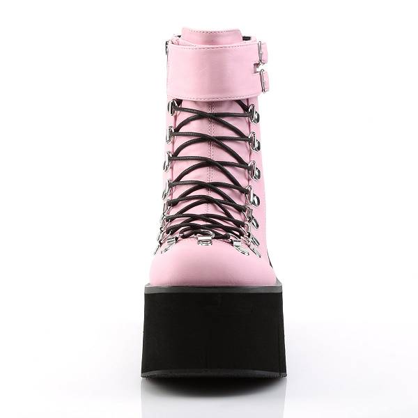 Demonia Women's Kera-21 Platform Ankle Boots - Baby Pink Vegan Leather D6481-52US Clearance
